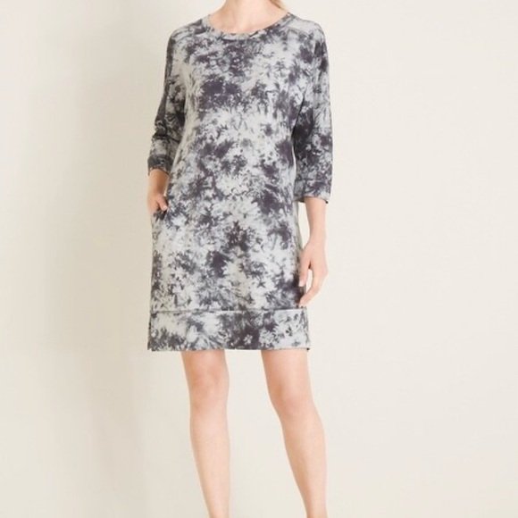 Chico's Dresses & Skirts - Chicos Zenergy Tie Dye Sweatshirt Dress Women’s XL‎ 16/18 Lace Up Back Pockets 3